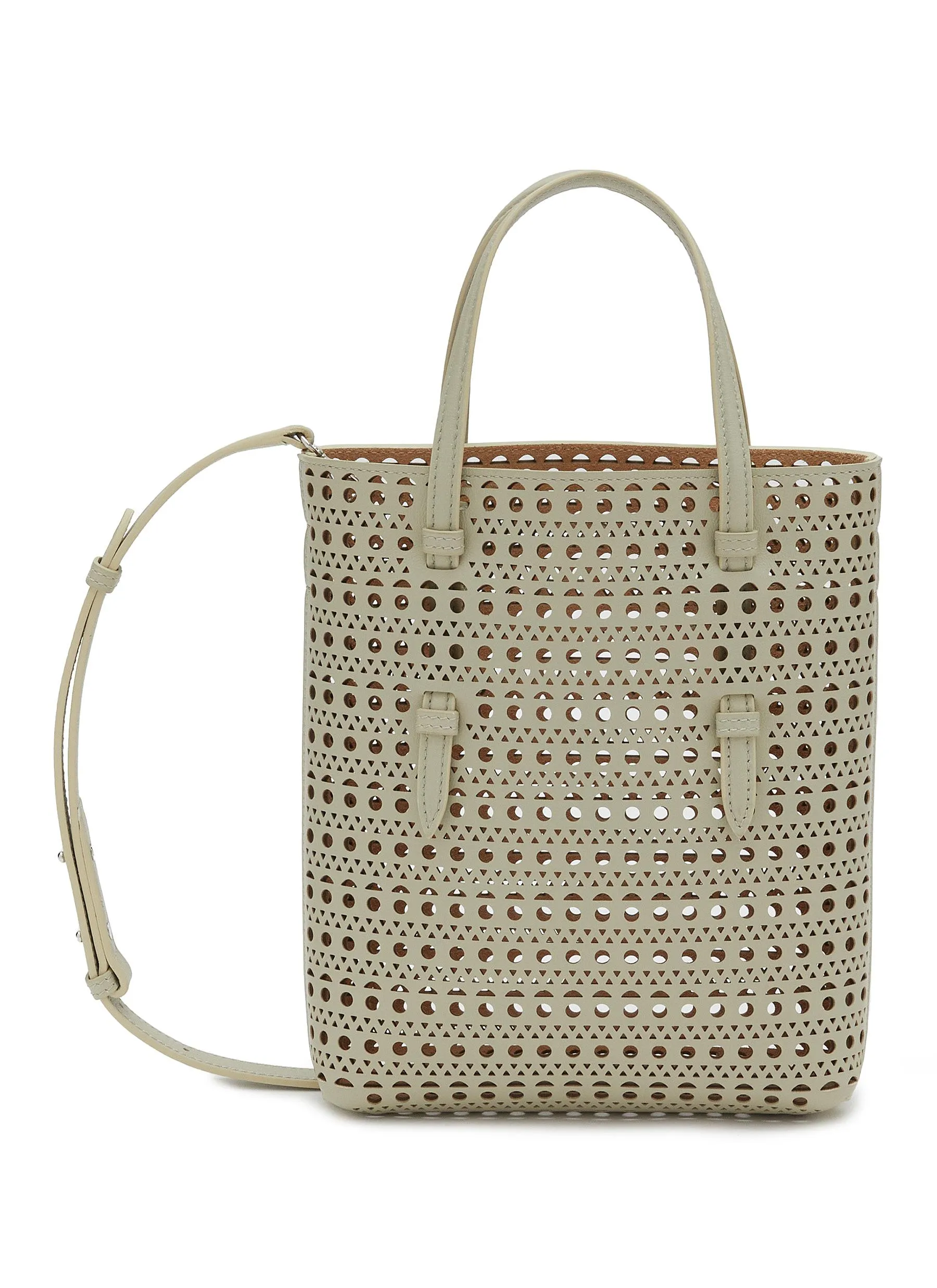 -----------ALAÏA  ---- ------------GREY ----Mina N/S Perforated Leather Tote Bag --