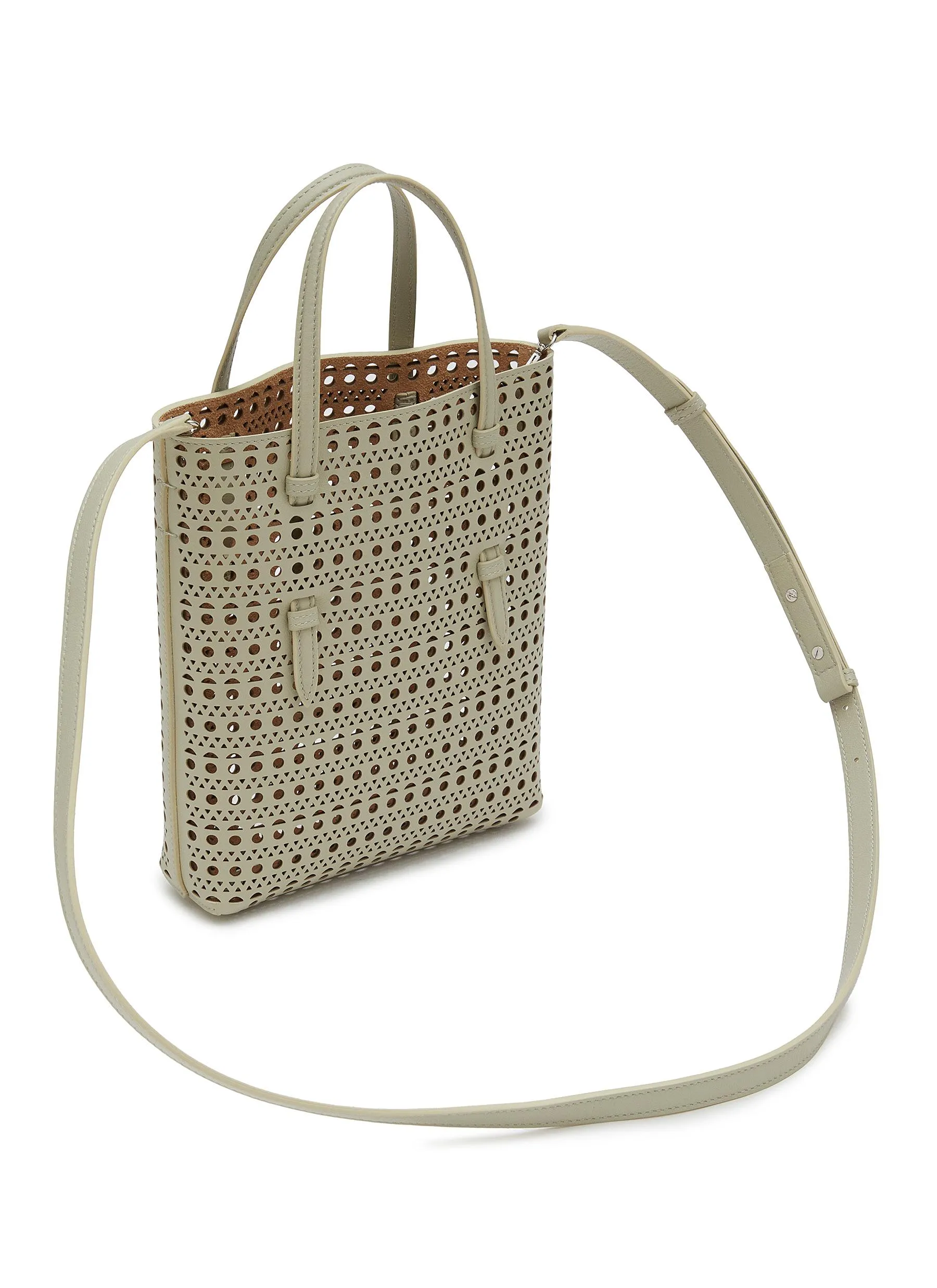 -----------ALAÏA  ---- ------------GREY ----Mina N/S Perforated Leather Tote Bag --