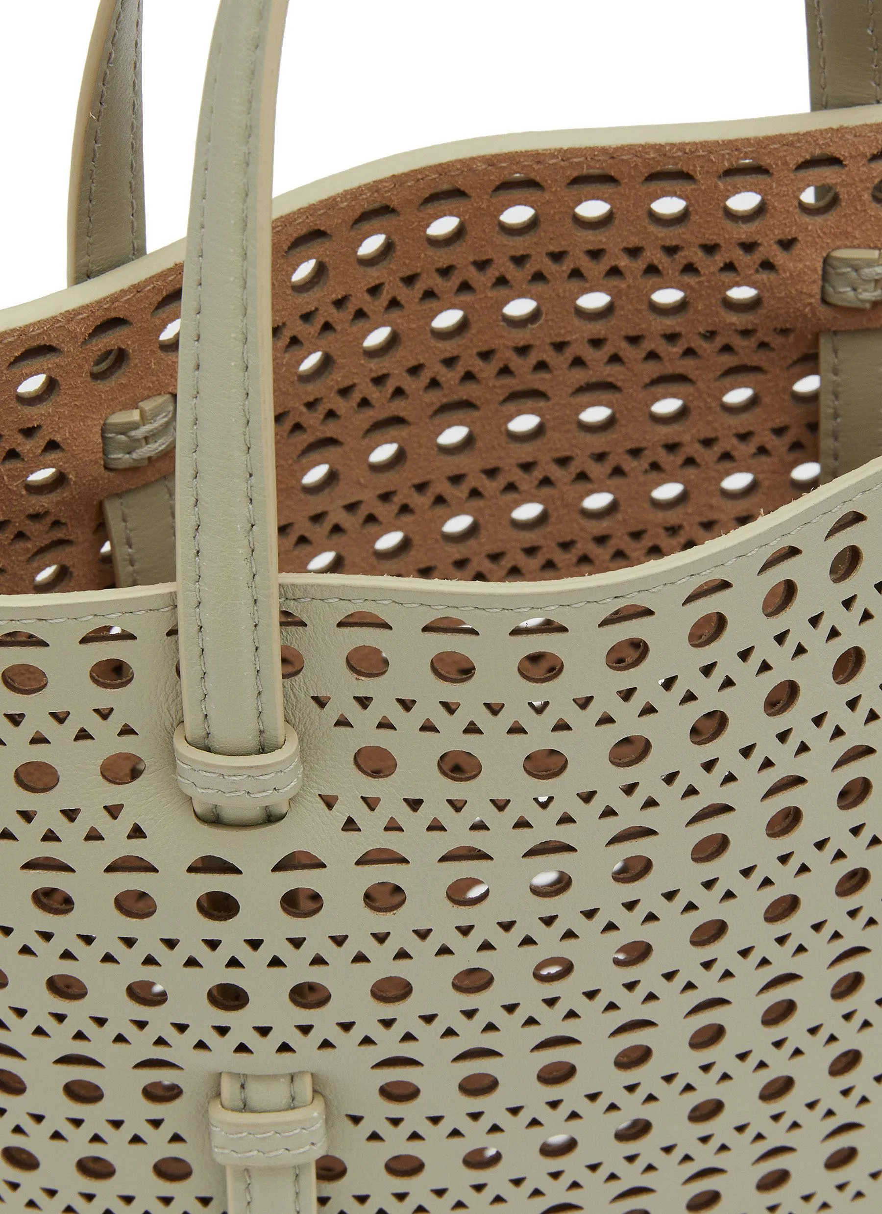 -----------ALAÏA  ---- ------------GREY ----Mina N/S Perforated Leather Tote Bag --