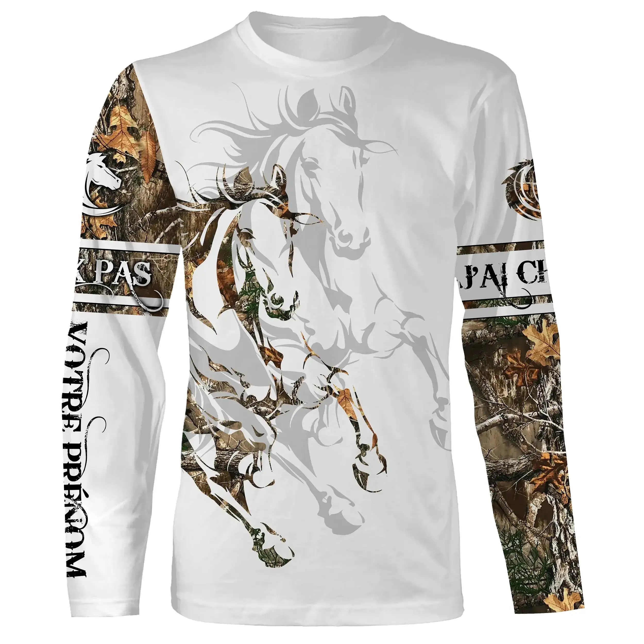 Amoureux des Chevaux, Tatouage, Camouflage, 3D All-Over Imprimé Shirt Personnalisé, Cadeau Chevaux Passion, J'peux Pas, J'ai Che