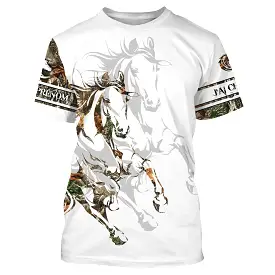 Amoureux des Chevaux, Tatouage, Camouflage, 3D All-Over Imprimé Shirt Personnalisé, Cadeau Chevaux Passion, J'peux Pas, J'ai Che