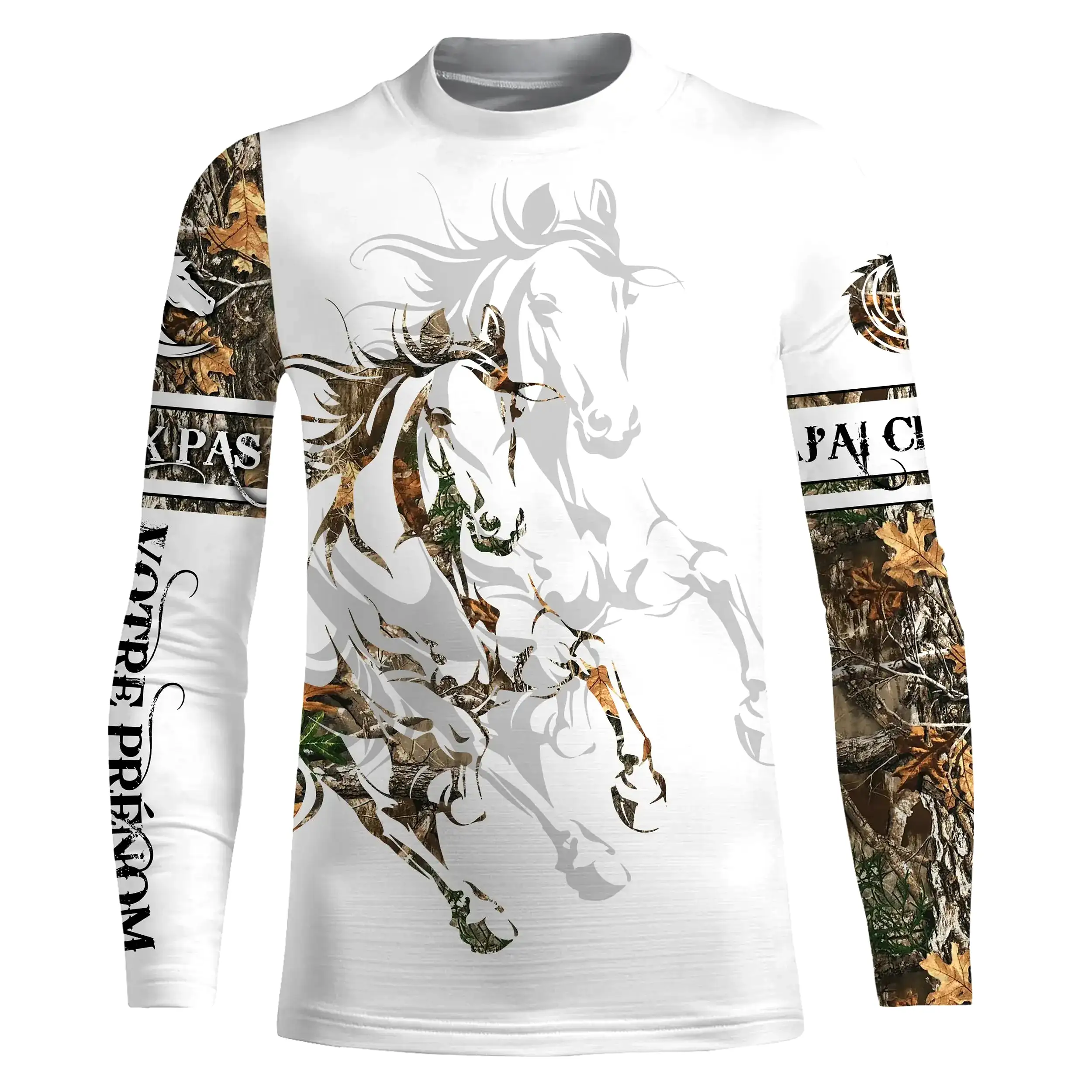 Amoureux des Chevaux, Tatouage, Camouflage, 3D All-Over Imprimé Shirt Personnalisé, Cadeau Chevaux Passion, J'peux Pas, J'ai Che