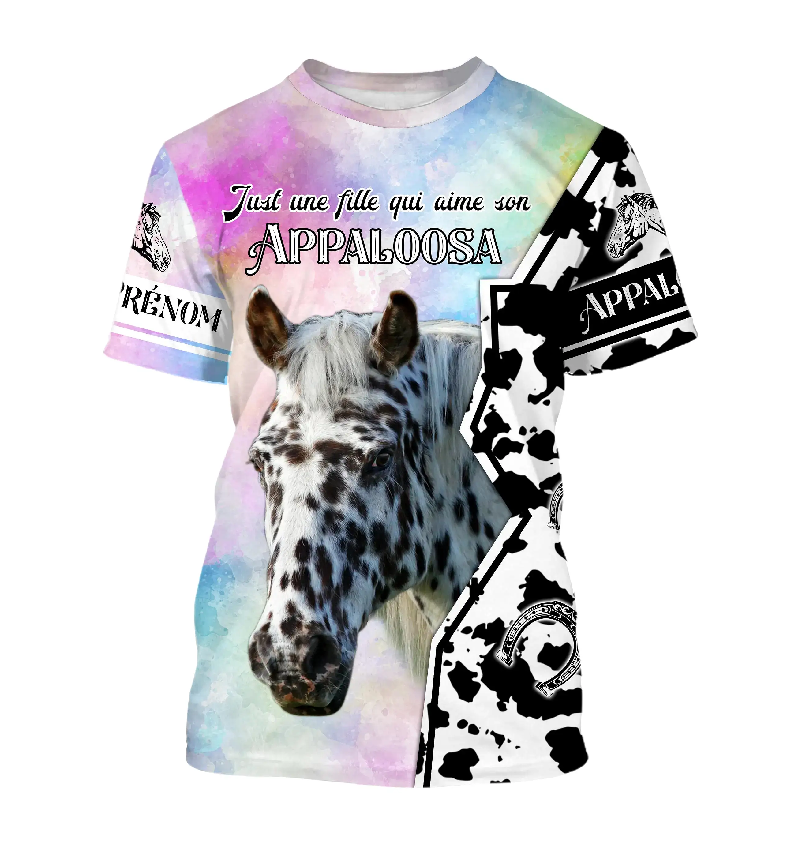 Appaloosa Cheval, Race de Chevaux de Selle, Chevaux Passion, 3D All-Over Tee Shirt Personnalisé, Just Une Fille Qui Aime Son App