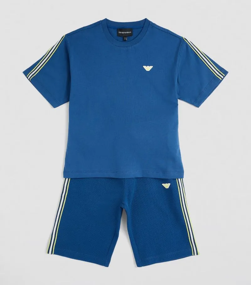 Armani Junior SS T-shirt & Sweat Shorts w/ Stripe Detail