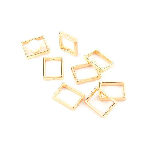 Bead Frames, Golden, Alloy, 15mm, Rectangle, Fits Up To 8mm Bead