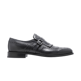 Bellesi Wingtip Leather Men's Monk, Black