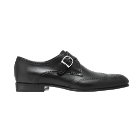 Bellesi Wingtip Leather Men's Monk, Black