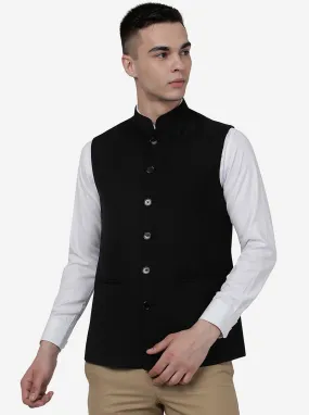 Black Solid Regular Fit Modi Jacket | JadeBlue