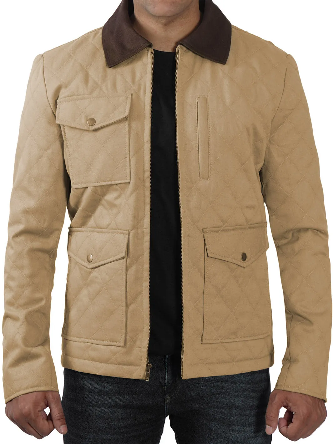 Blair Quilted Mens Lightweight Beige Cotton Jacket