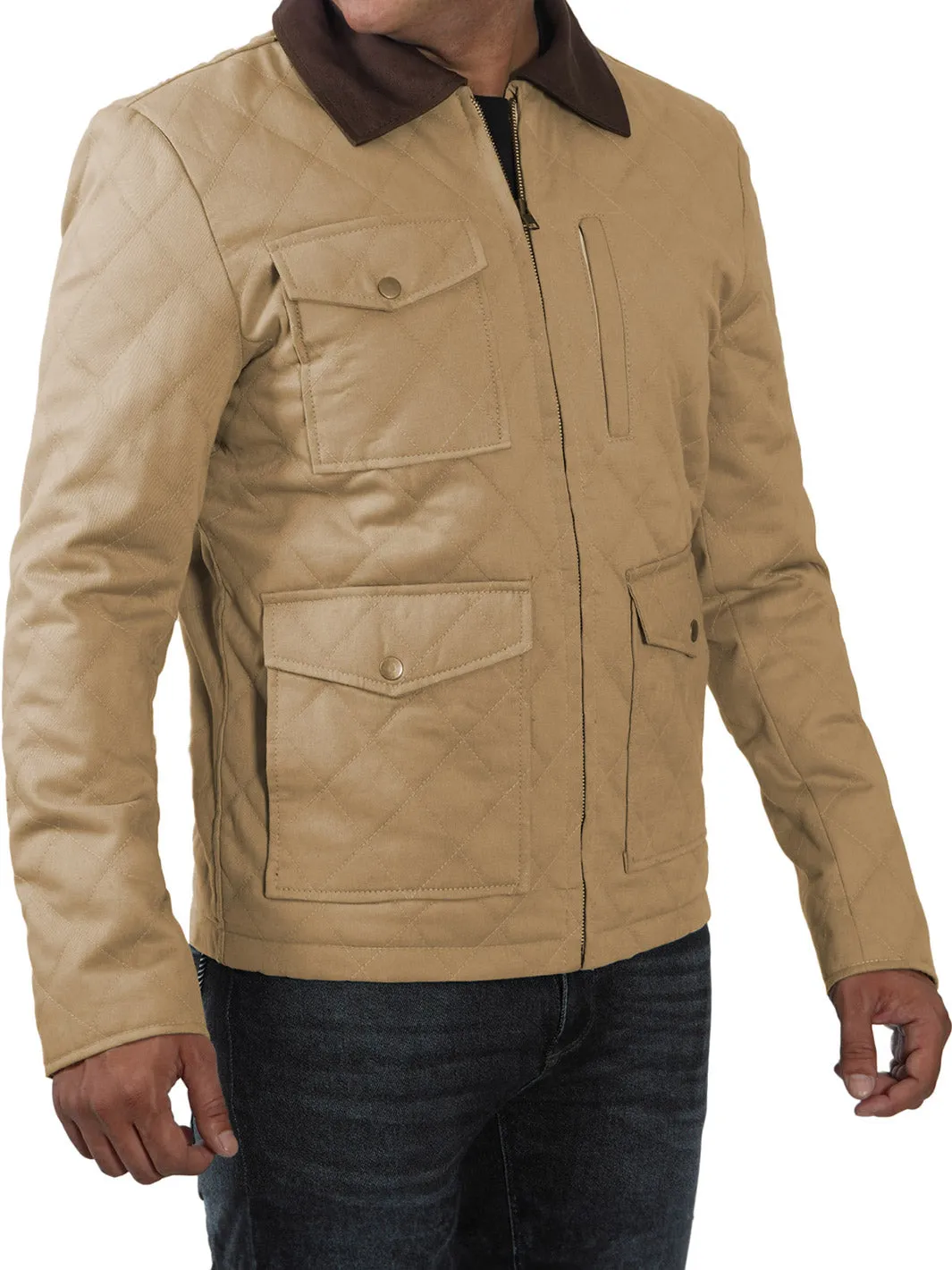 Blair Quilted Mens Lightweight Beige Cotton Jacket