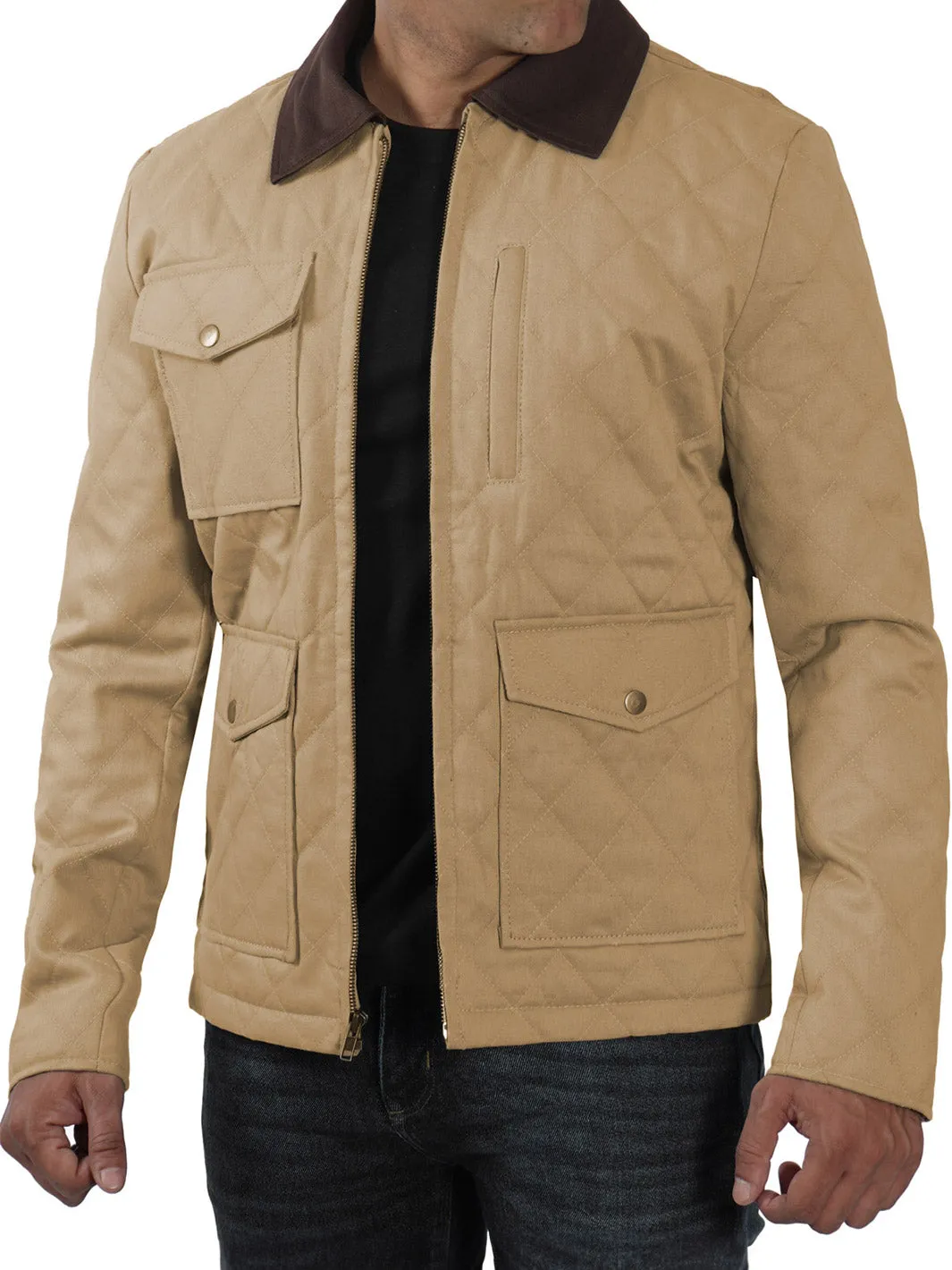 Blair Quilted Mens Lightweight Beige Cotton Jacket