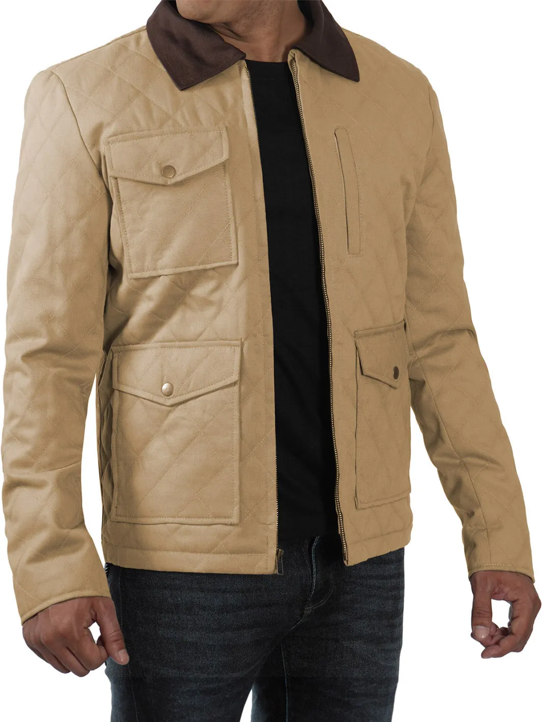 Blair Quilted Mens Lightweight Beige Cotton Jacket