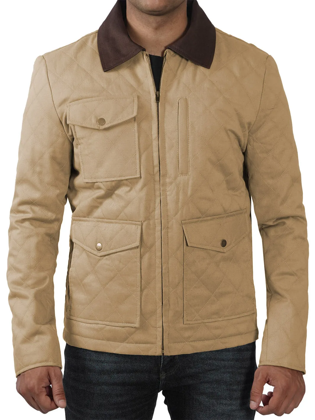 Blair Quilted Mens Lightweight Beige Cotton Jacket