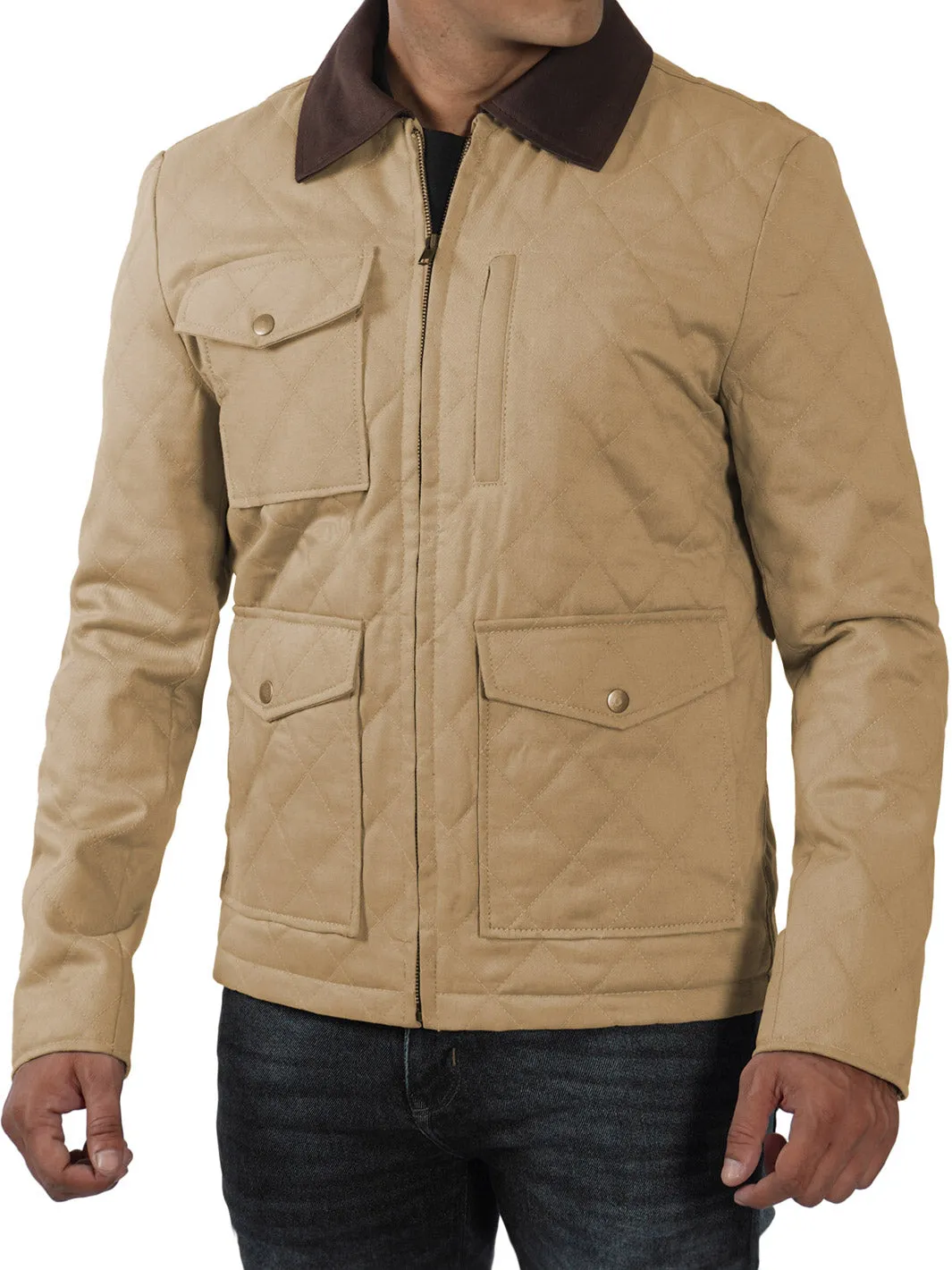 Blair Quilted Mens Lightweight Beige Cotton Jacket