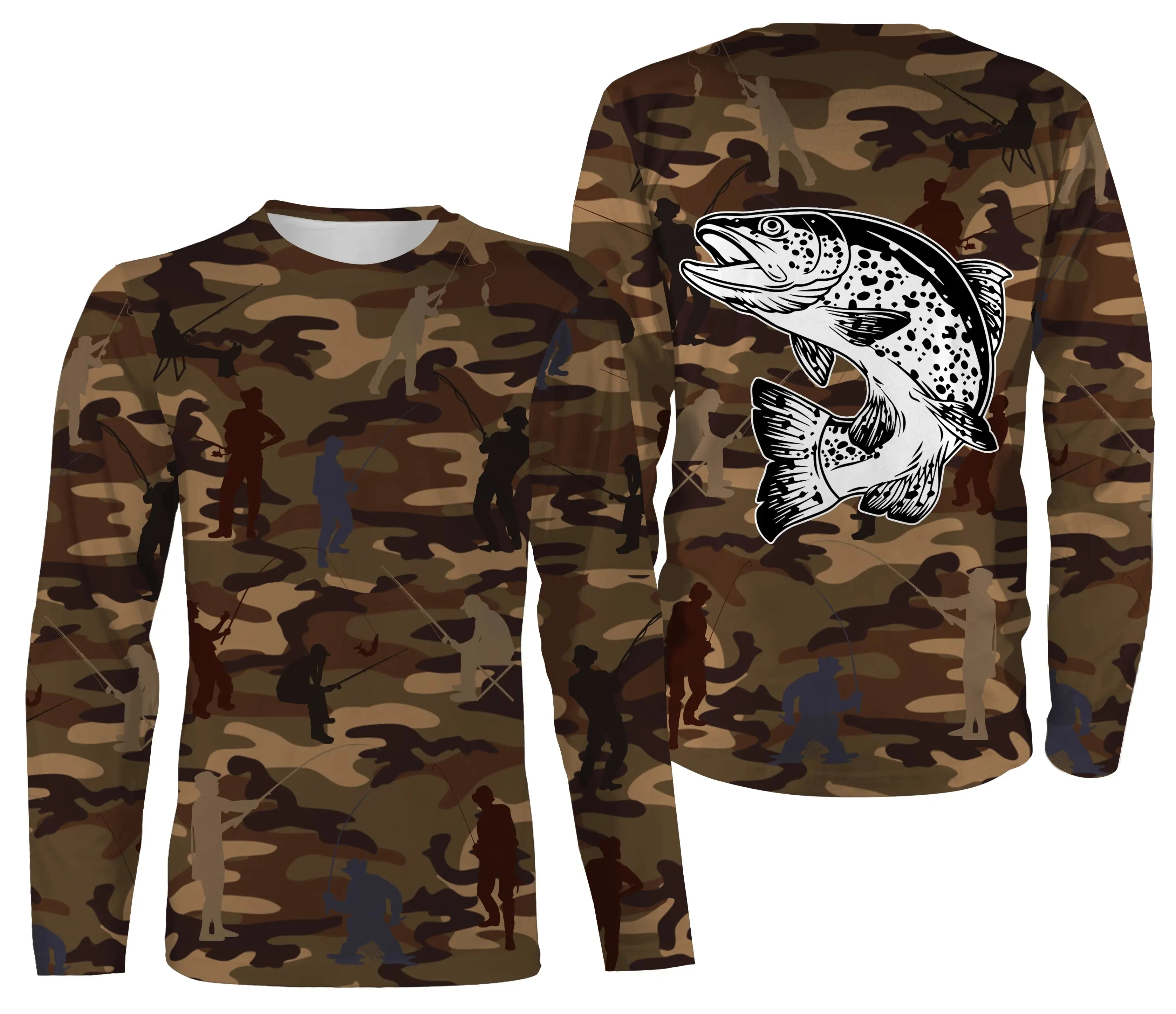 Camouflage de Pêche, Pêche de la Truite, Cadeau Original Pêcheur, Tee shirt All-Over, T-Shirt Anti-UV - CTS19052229