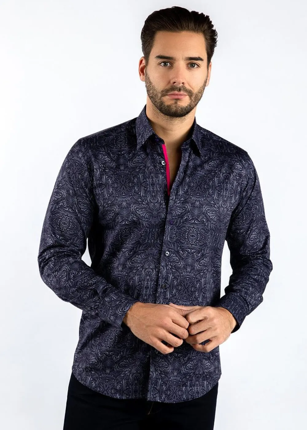 Claudio Lugli Men's Ornament Shirt Black