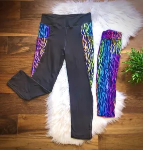 Dark Grey and Rainbow Zebra Mommy & Me Leggings