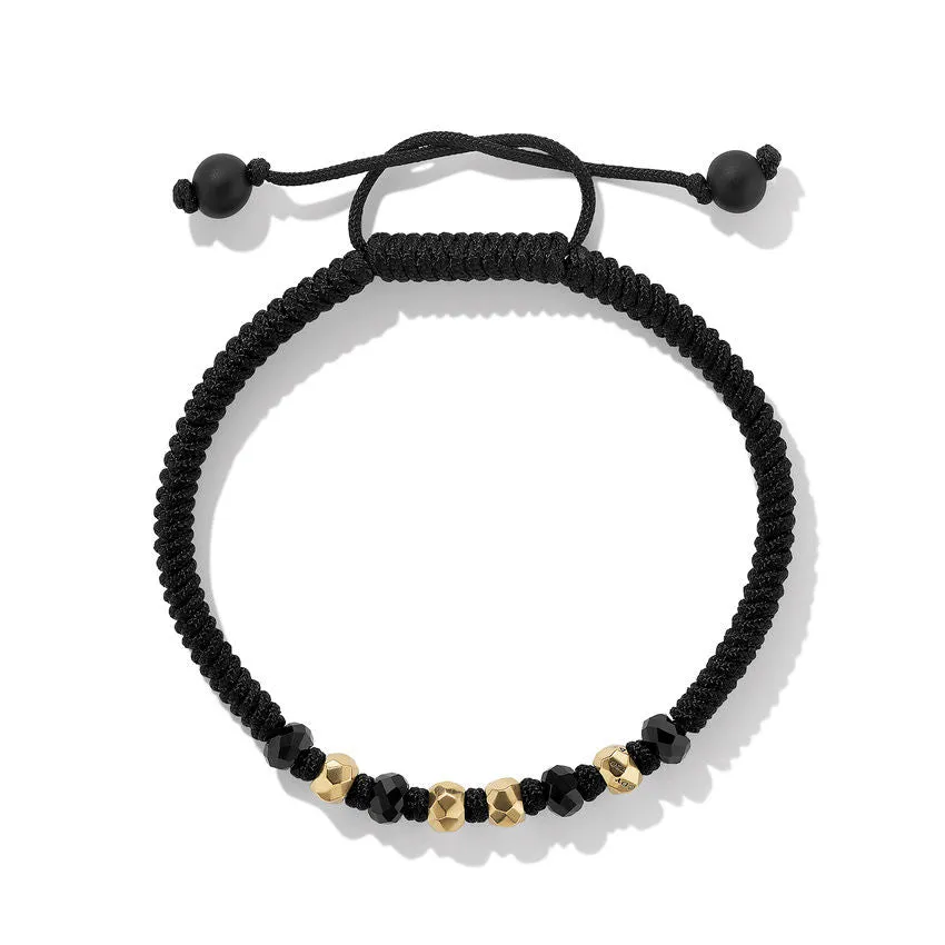 David Yurman Men's Fortune Woven Black Nylon Bracelet with Black Onyx and 18k Yellow Gold