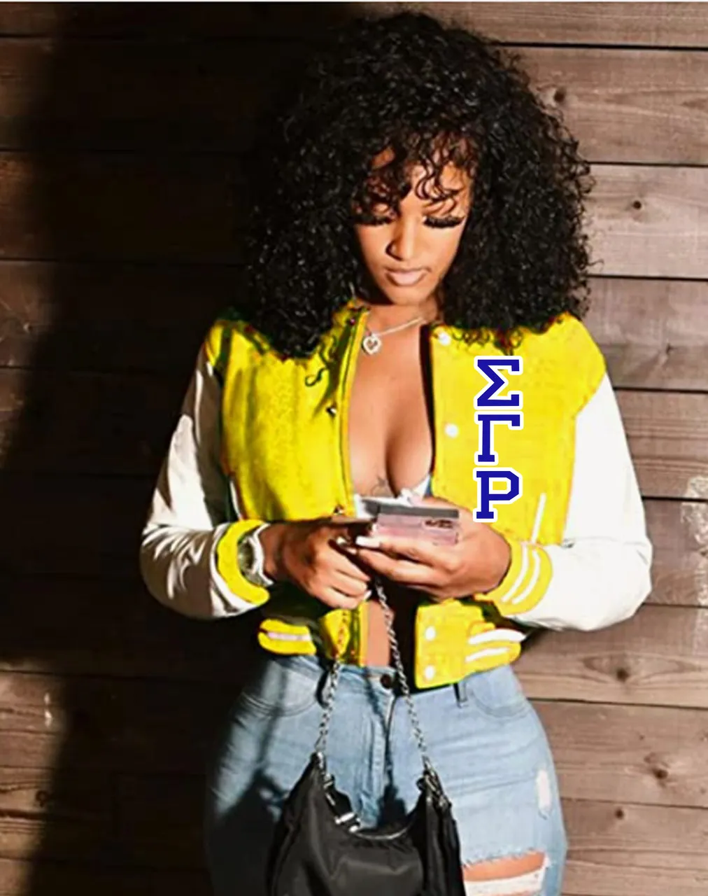 Deference Clothing® compatible with Sigma Gamma Rho Clothing® Chapter 54 Women's Baseball Jacket Letters