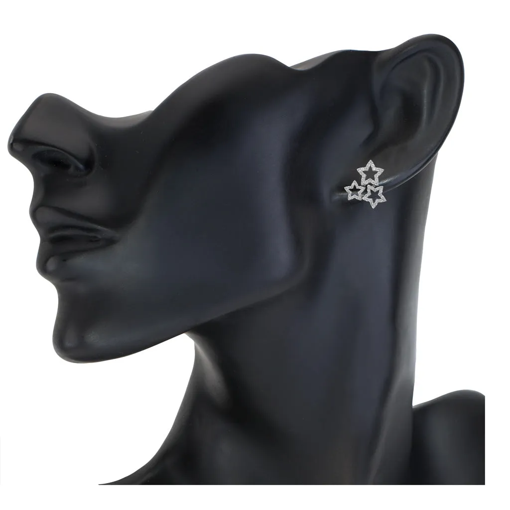 Diamond Trinity Star Stud Earrings