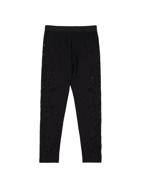 Dolce&Gabbana   Embellished cotton leggings w/logo 