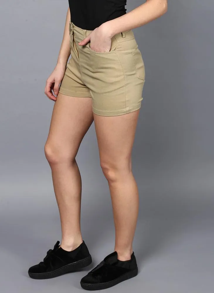 Drill Mid- Rise Shorts in Khaki