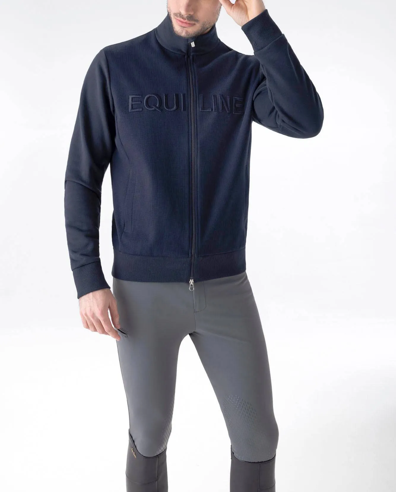 Equiline - EGAR Men's Full Zip Sweatshirt with Embroidered Logo SS24