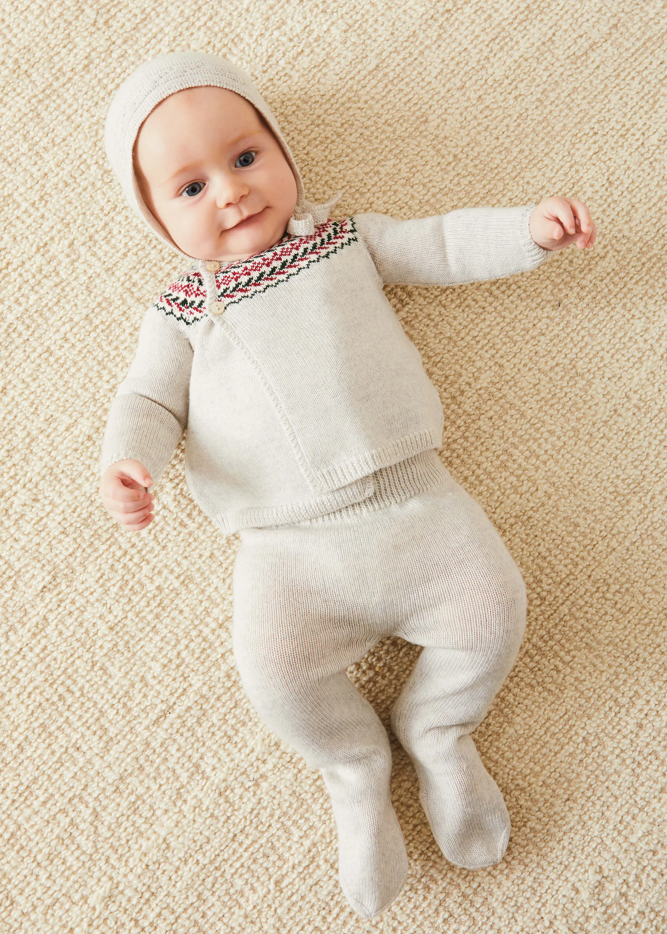 Fair Isle Knitted 2 Piece Set In Grey (3-9mths)