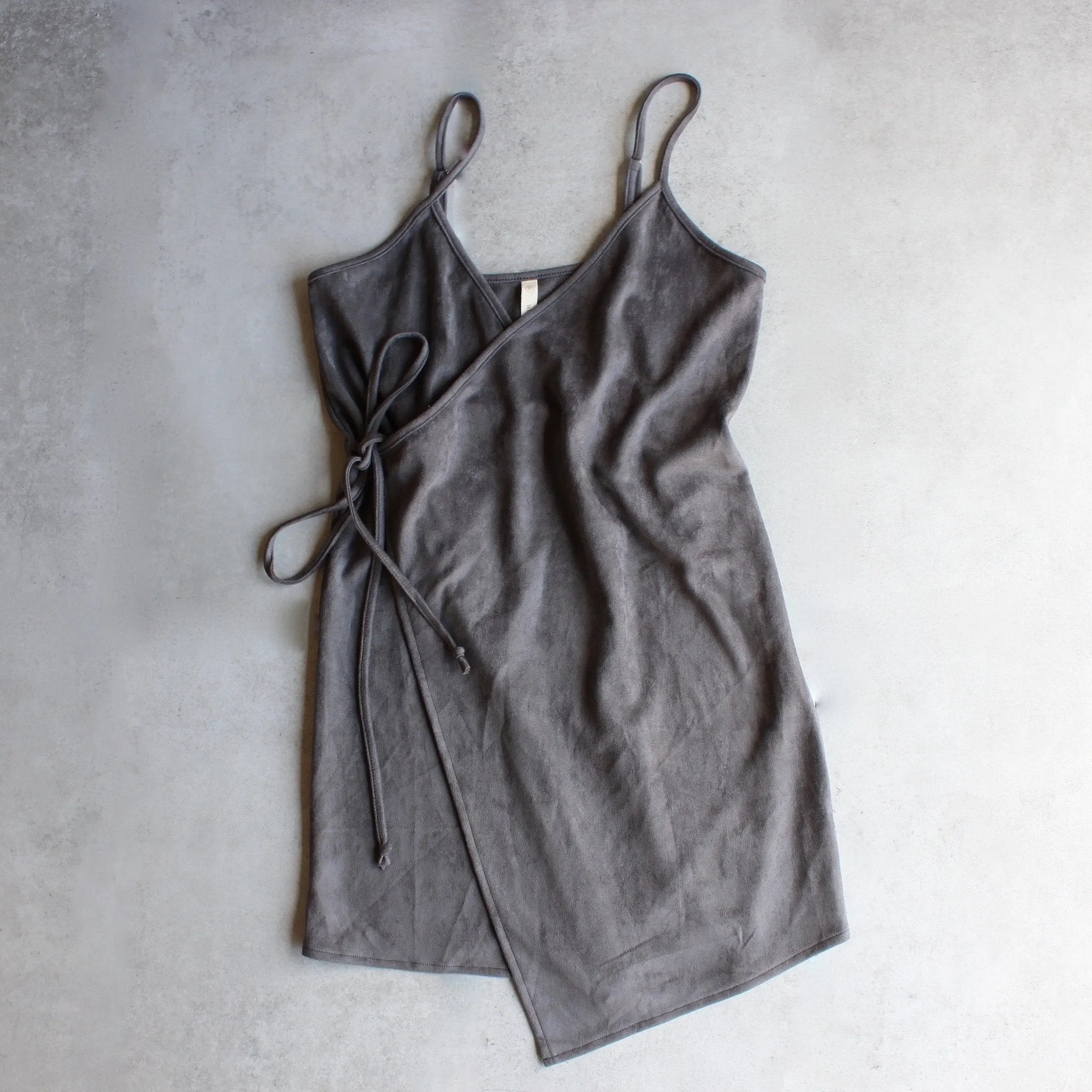 Faux Suede Wrap Cami Dress in More Colors