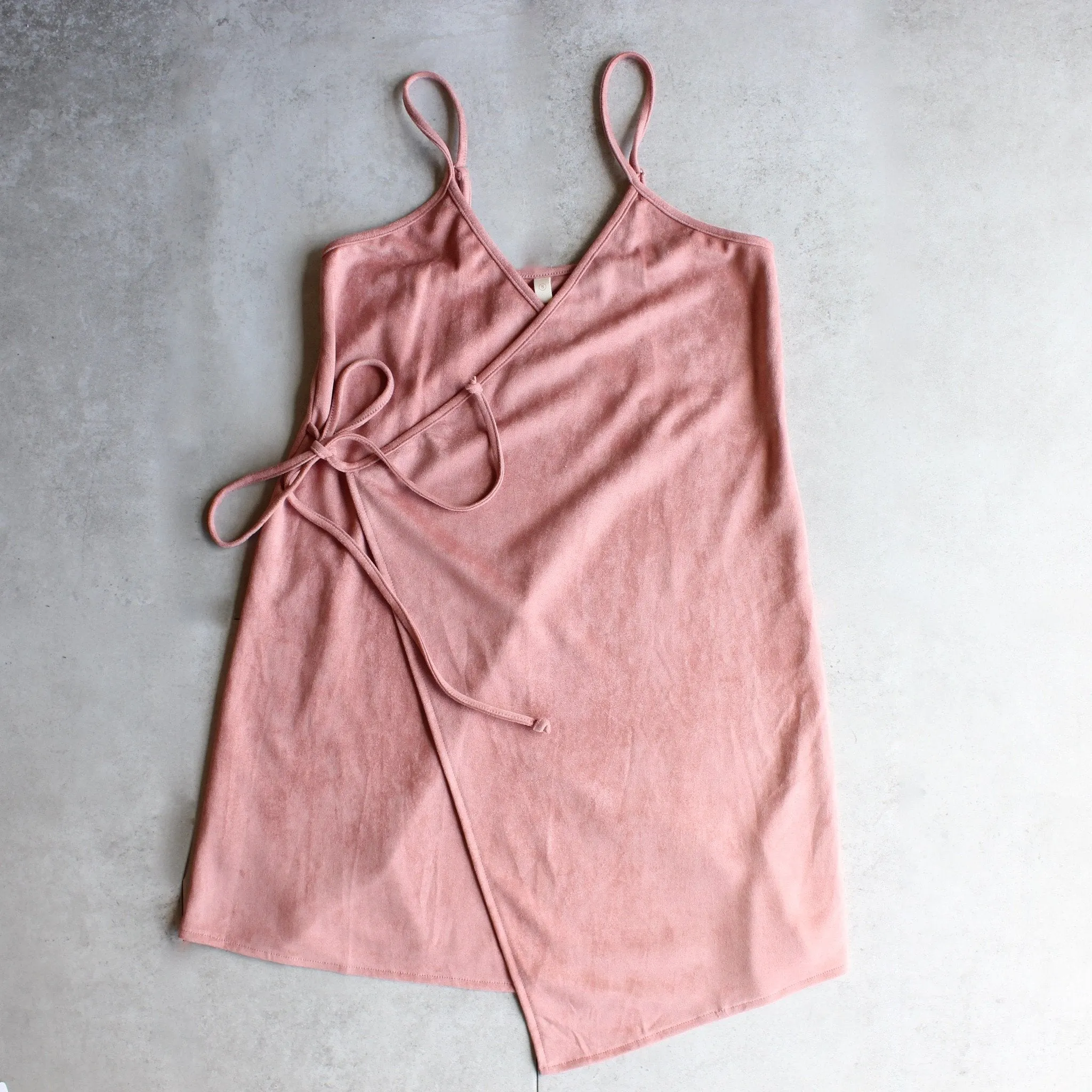 Faux Suede Wrap Cami Dress in More Colors