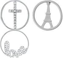 FLD4 - Alloy Cross, Eiffel Tower or Love Round Plate for inside floating locket