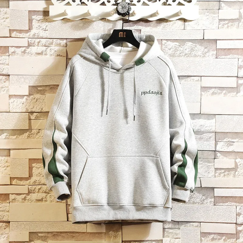 Forever Young Green Stripped Sleeves Hoodie