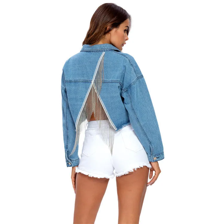 Fringed Split Denim Jacket