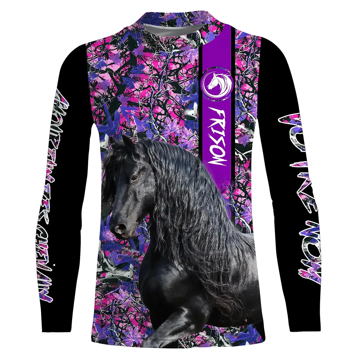 Frison Cheval, Amoureux des Chevaux, Chevaux Passion, 3D All-Over Tee Shirt Personnalisé, Cadeau pour Femme, Fille qui Aime Les 