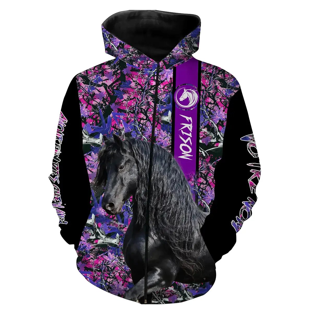 Frison Cheval, Amoureux des Chevaux, Chevaux Passion, 3D All-Over Tee Shirt Personnalisé, Cadeau pour Femme, Fille qui Aime Les 