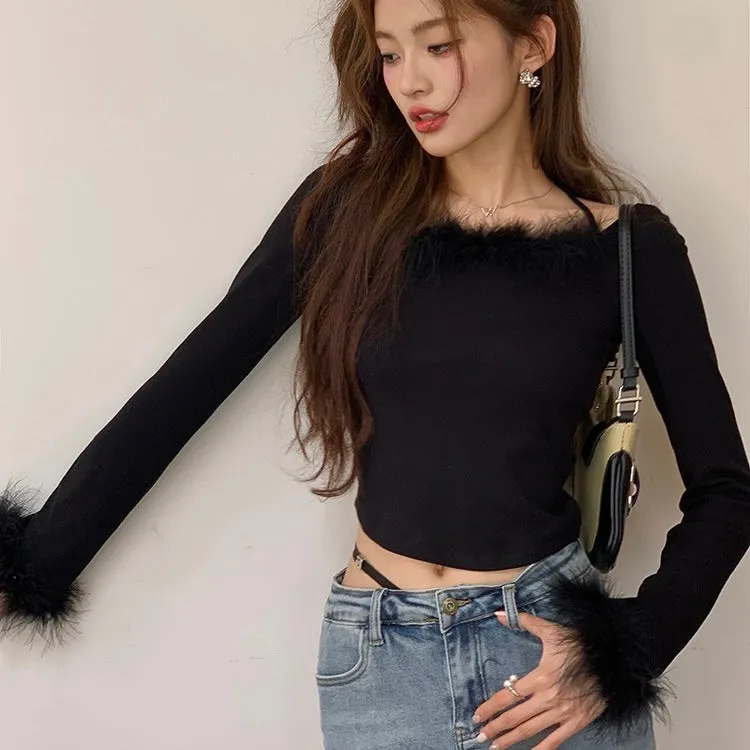 Fuzzy Long-Sleeve Top