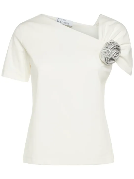 Giuseppe Di Morabito   Embellished cotton blend top w/ rose 