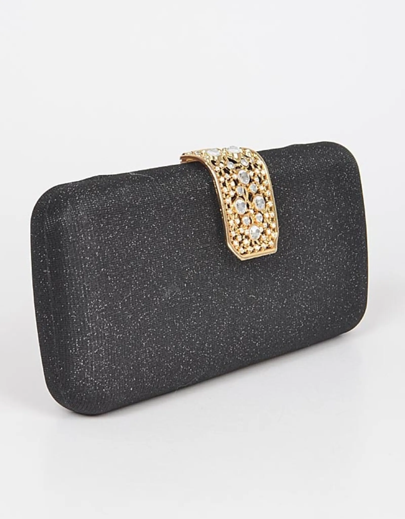   Glitter Clutch w/Stone Embellished Closure