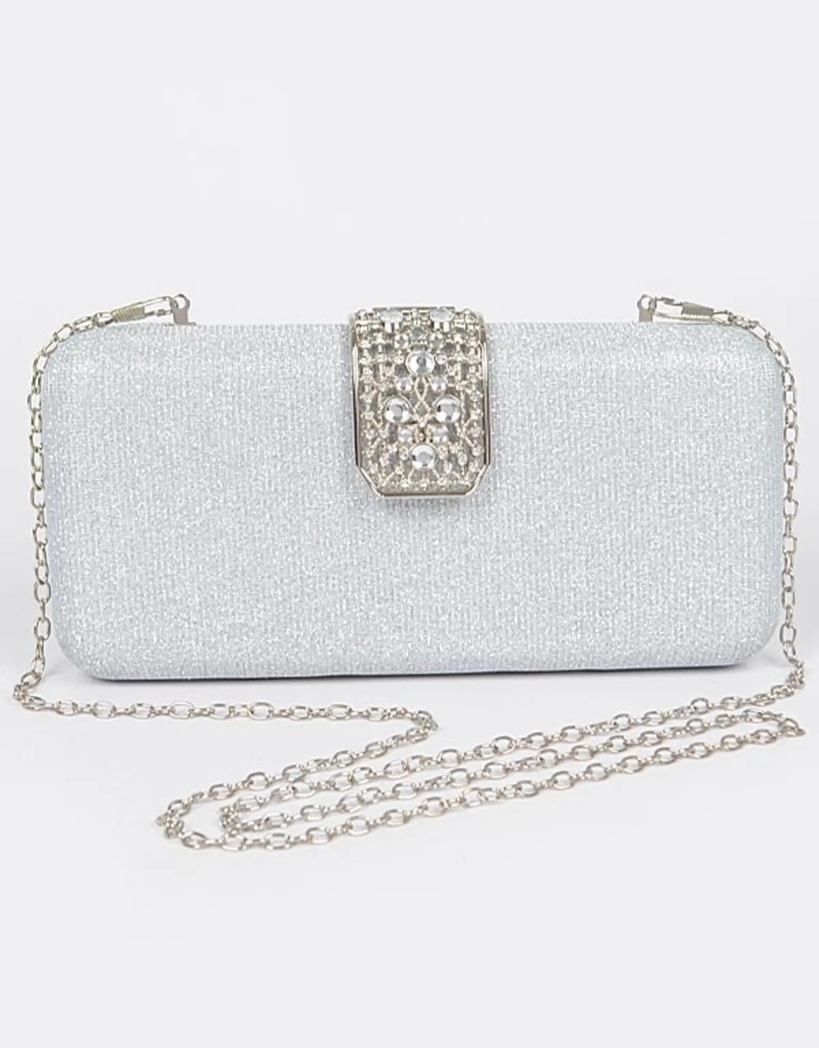   Glitter Clutch w/Stone Embellished Closure