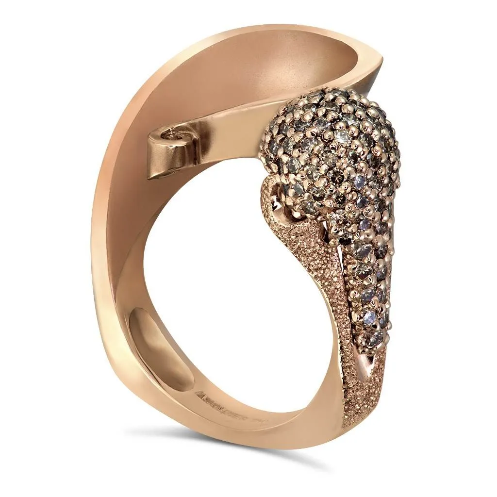 Gold Calla Ring with Champagne Diamonds