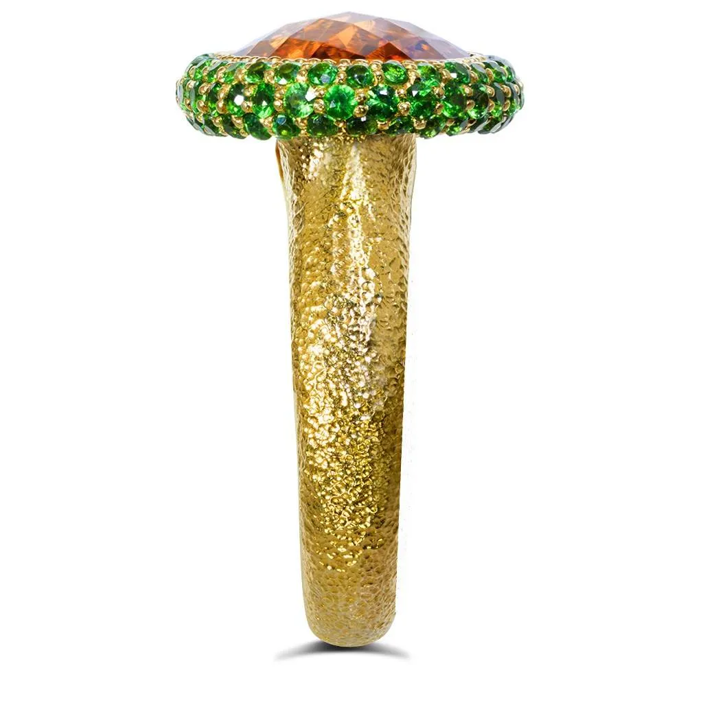 Gold Cocktail Ring with Citrine & Tsavorites