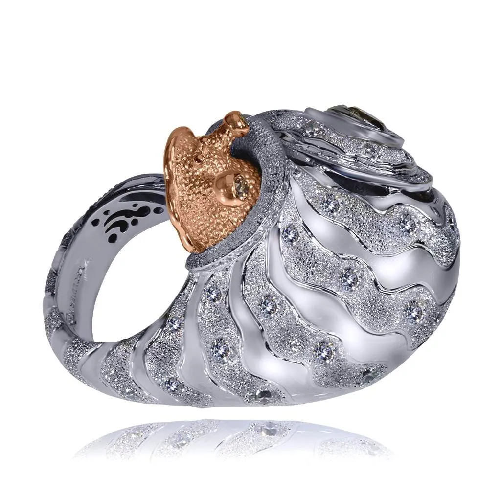 Gold Codi The Snail Ring with Diamonds