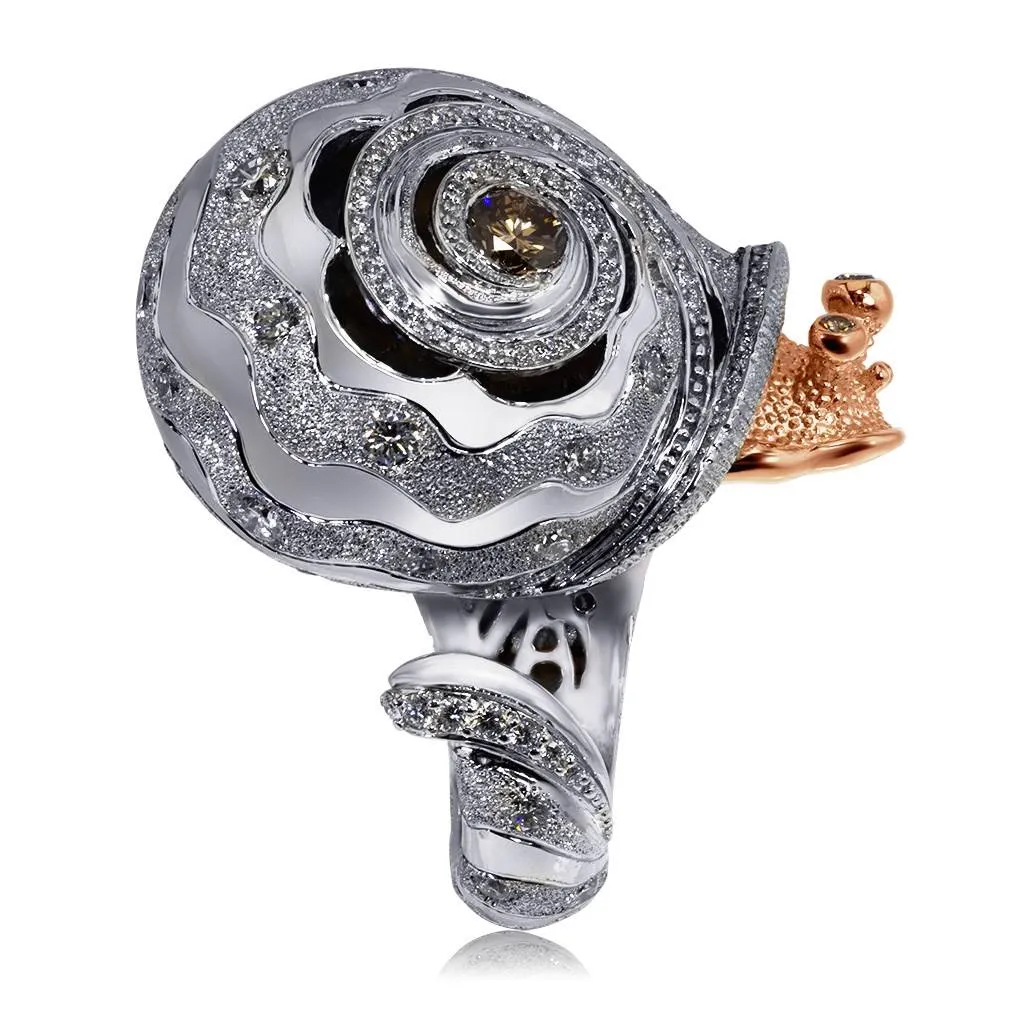 Gold Codi The Snail Ring with Diamonds