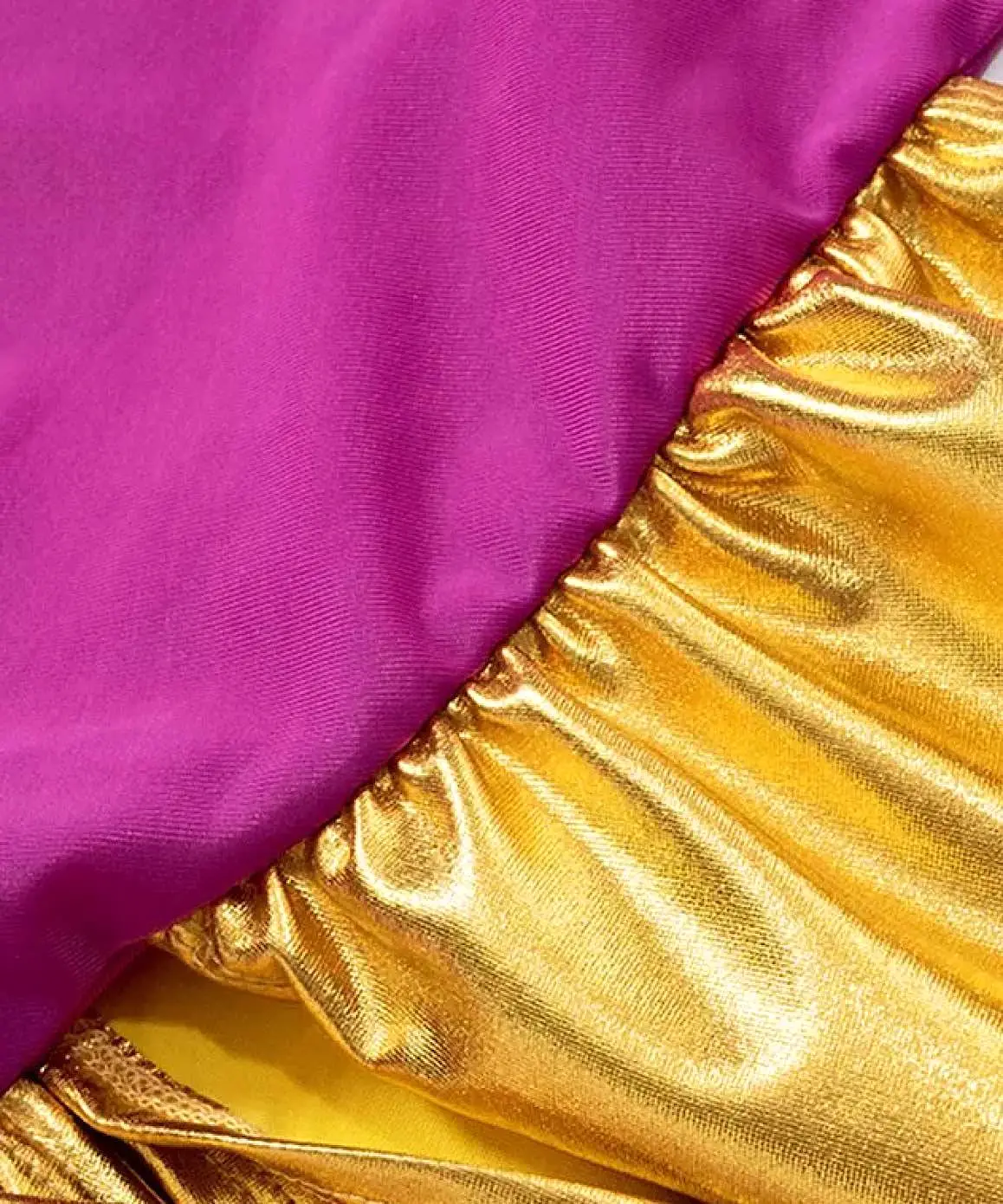 Gold Purple Ruched Long Gown