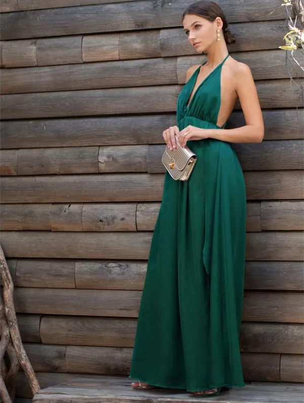 Green Sleeveless Wrap Cami Dress