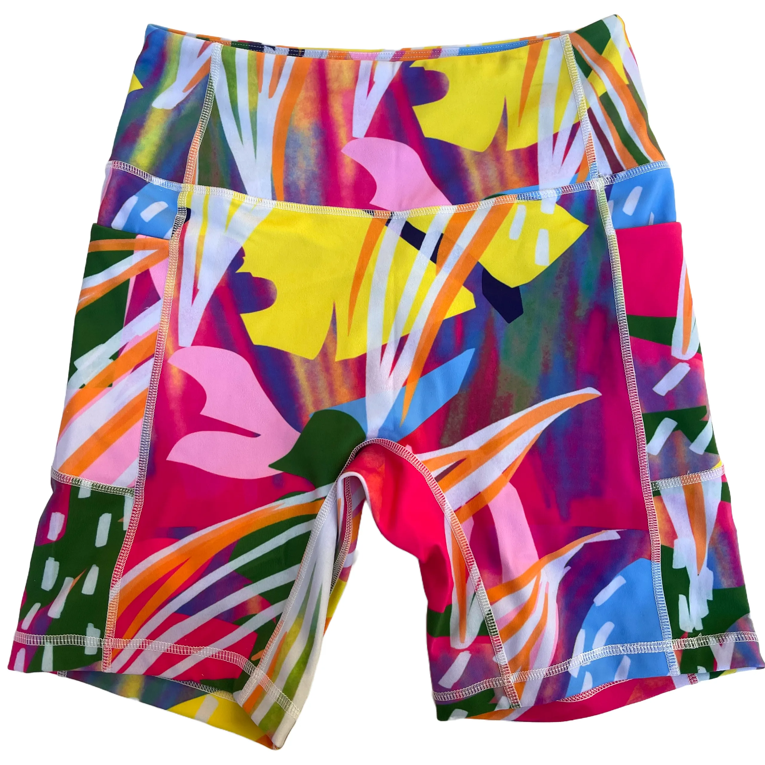 High-waisted Bike Short --  Tropical