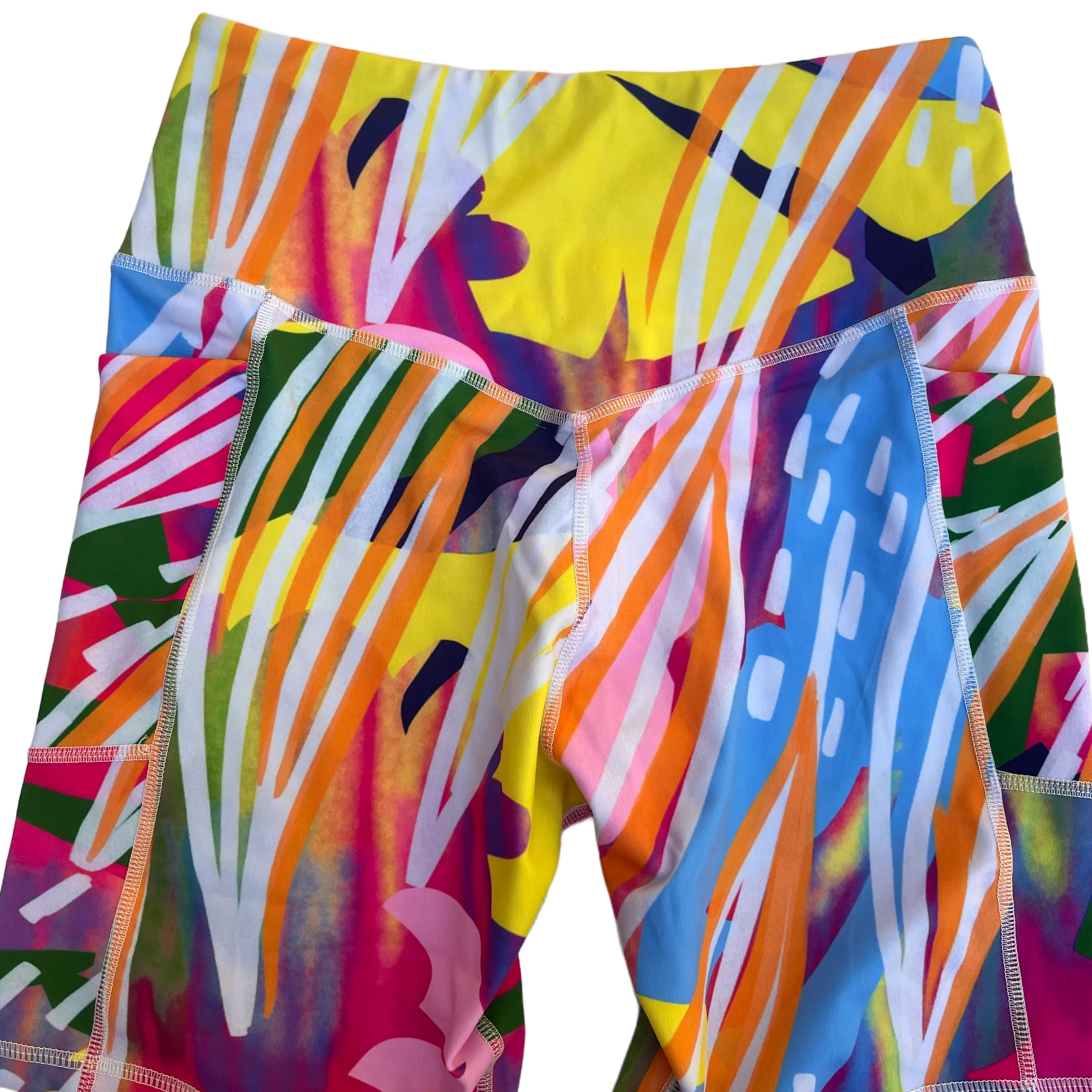 High-waisted Bike Short --  Tropical