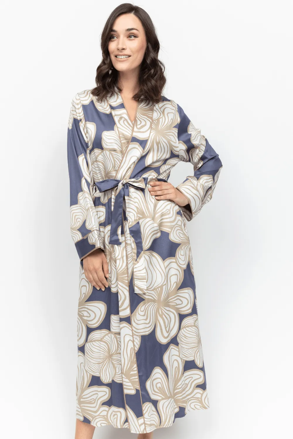 Hyde Park Floral Print Long Dressing Gown