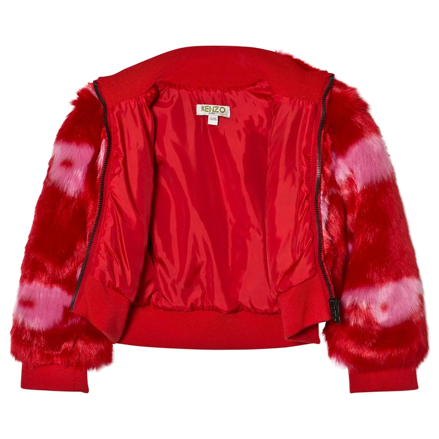 Kenzo Kids Girl Red Eye Print Faux Fur Bomber Jacket