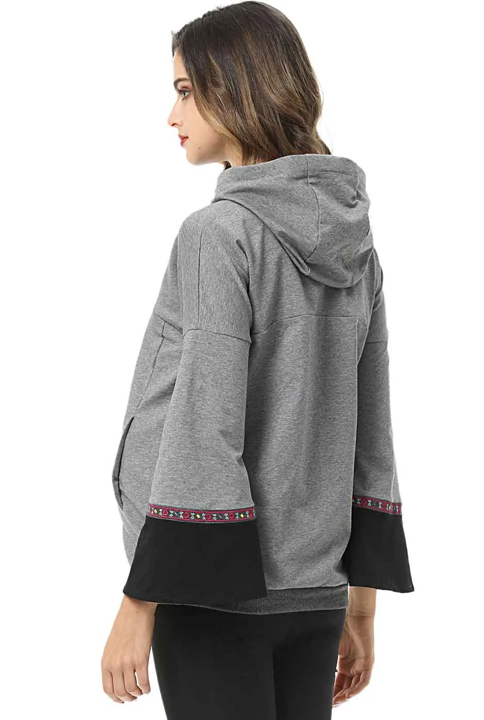 Kimi + Kai Maternity Layla Nursing Embroidery Active Hoodie